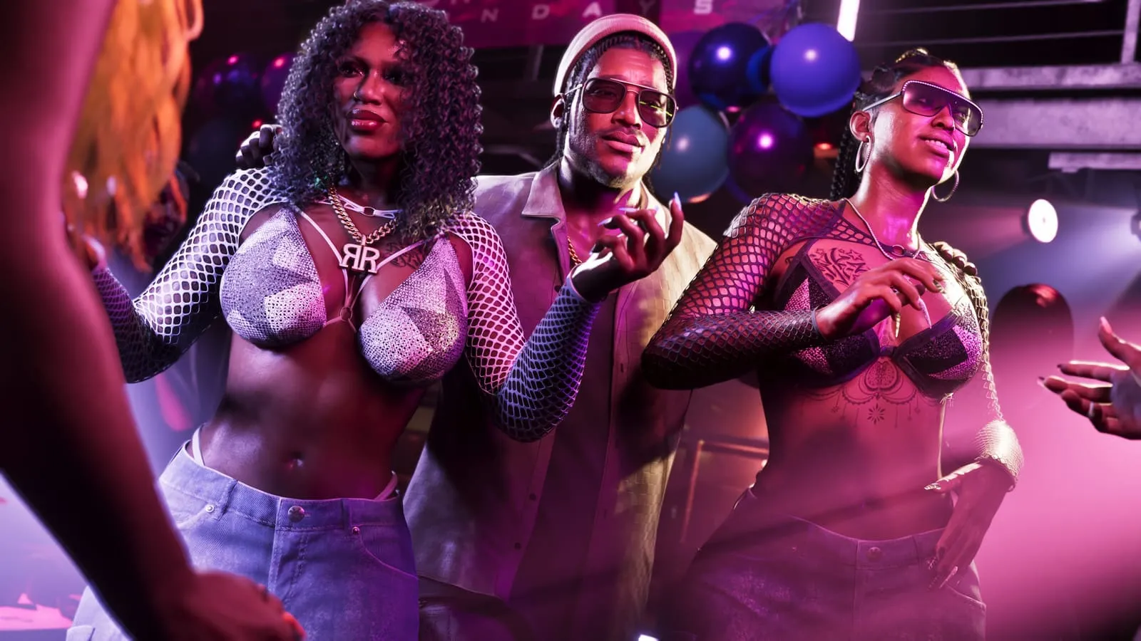 In a Vice City club, surrounded by people.