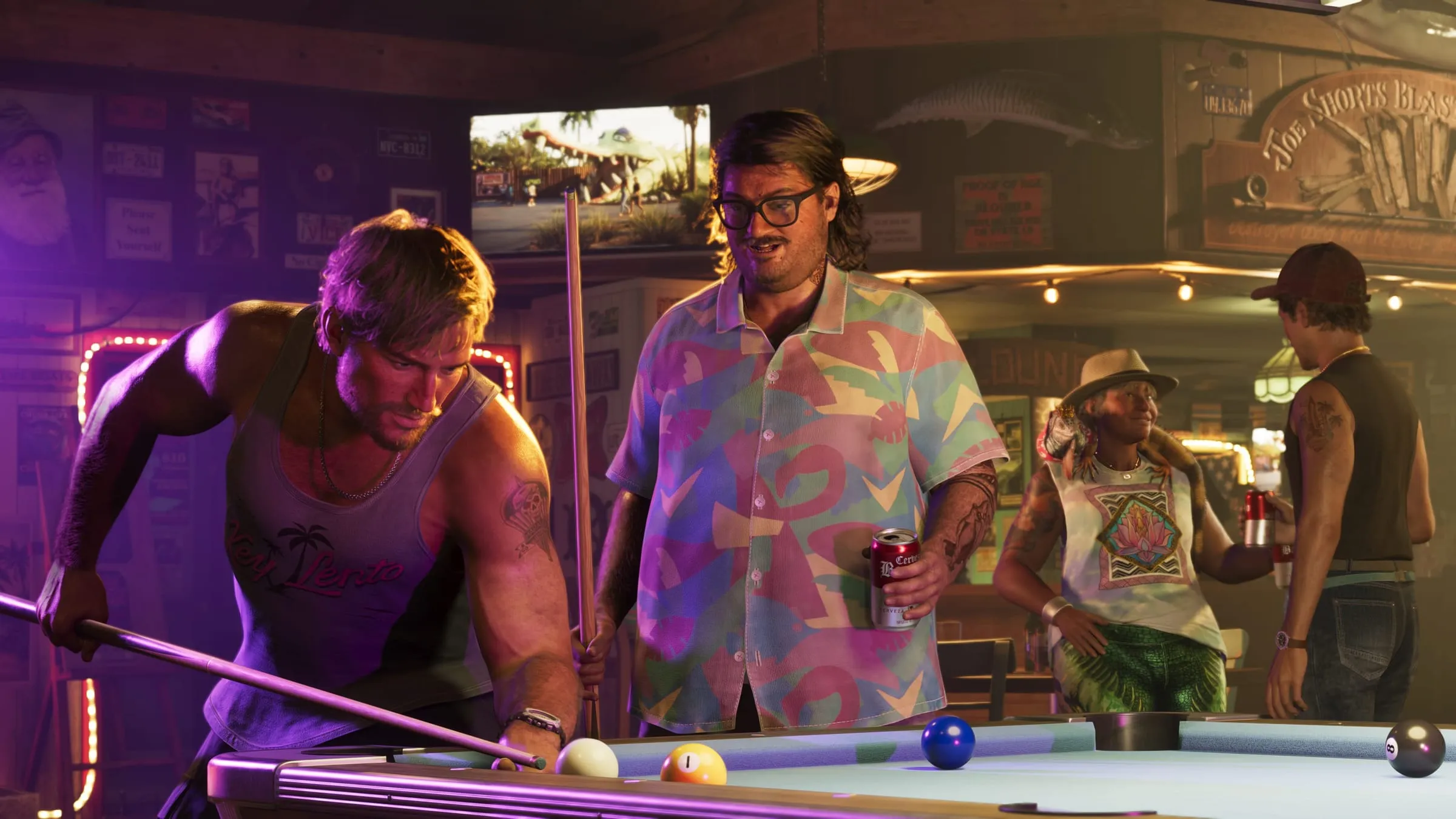 Cal Hampton in a neon-lit pool hall